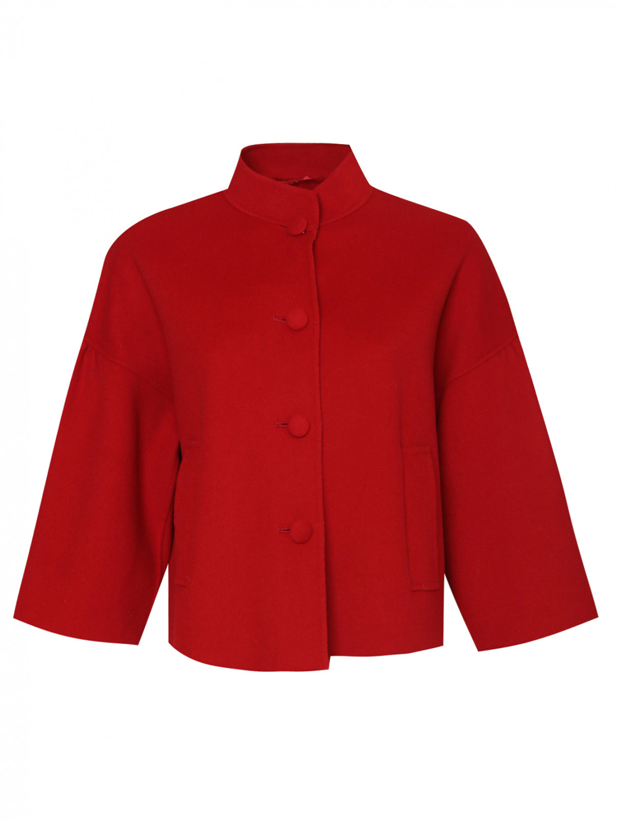 Полупальто из шерсти с карманами Weekend Max Mara  –  Общий вид  – Цвет:  Красный