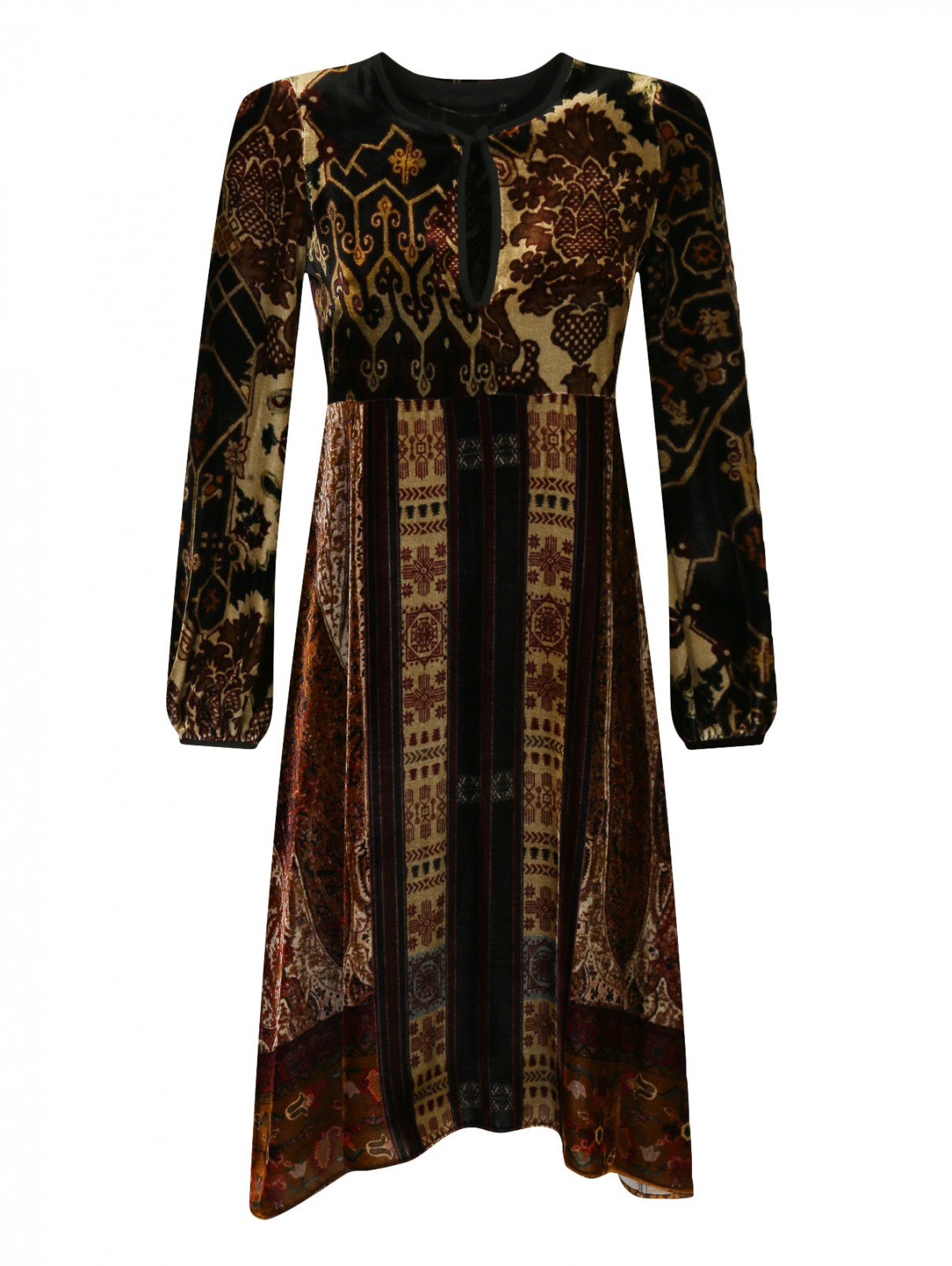 Платье свободного кроя из смешанного шелка Etro  –  Общий вид  – Цвет:  Узор