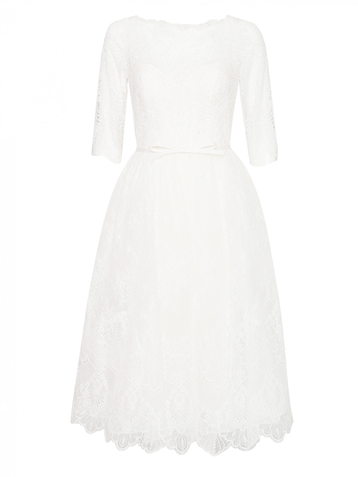 Платье кружевное с вышивкой Rosa Clara  –  Общий вид  – Цвет:  Белый