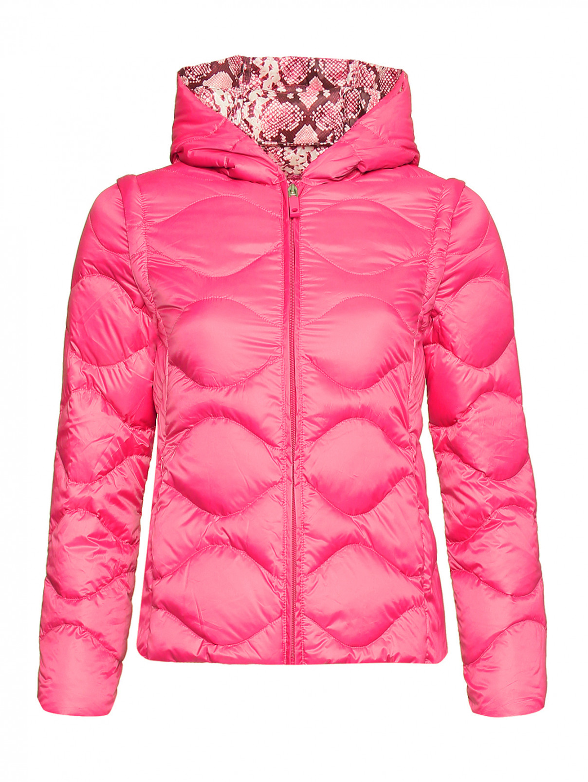 Куртка однотонная на молнии с капюшоном Max&Co  –  Общий вид  – Цвет:  Розовый