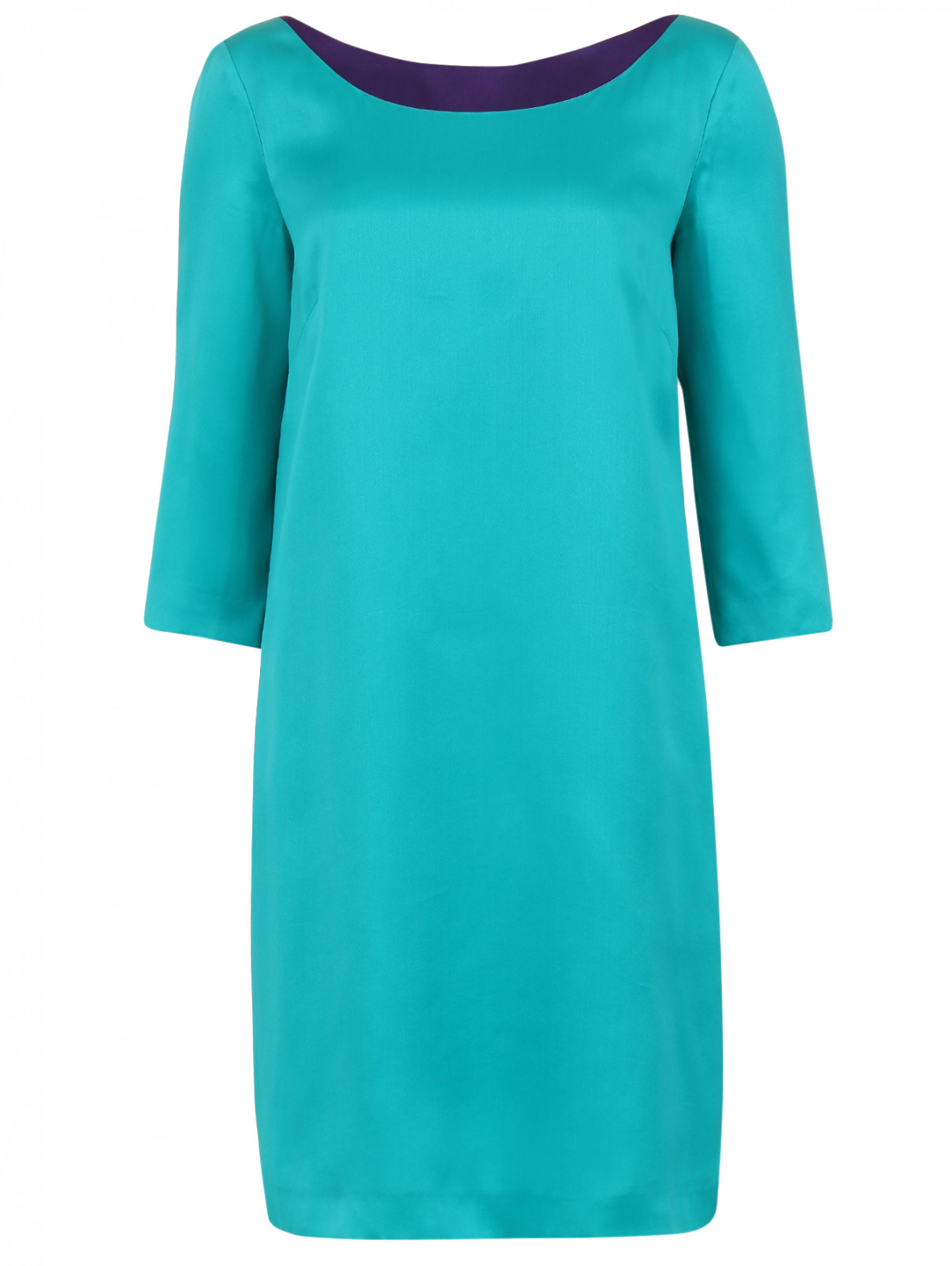 Платье из шелка с контрастной вставкой Alberta Ferretti  –  Общий вид  – Цвет:  Мультиколор
