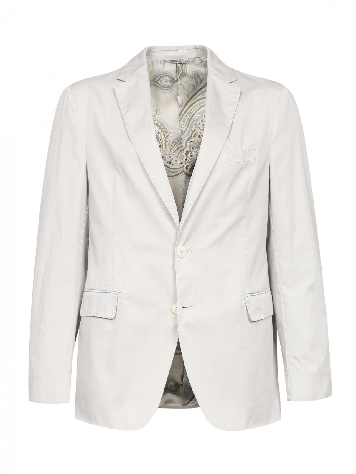Пиджак из хлопка с боковыми карманами Etro  –  Общий вид  – Цвет:  Серый