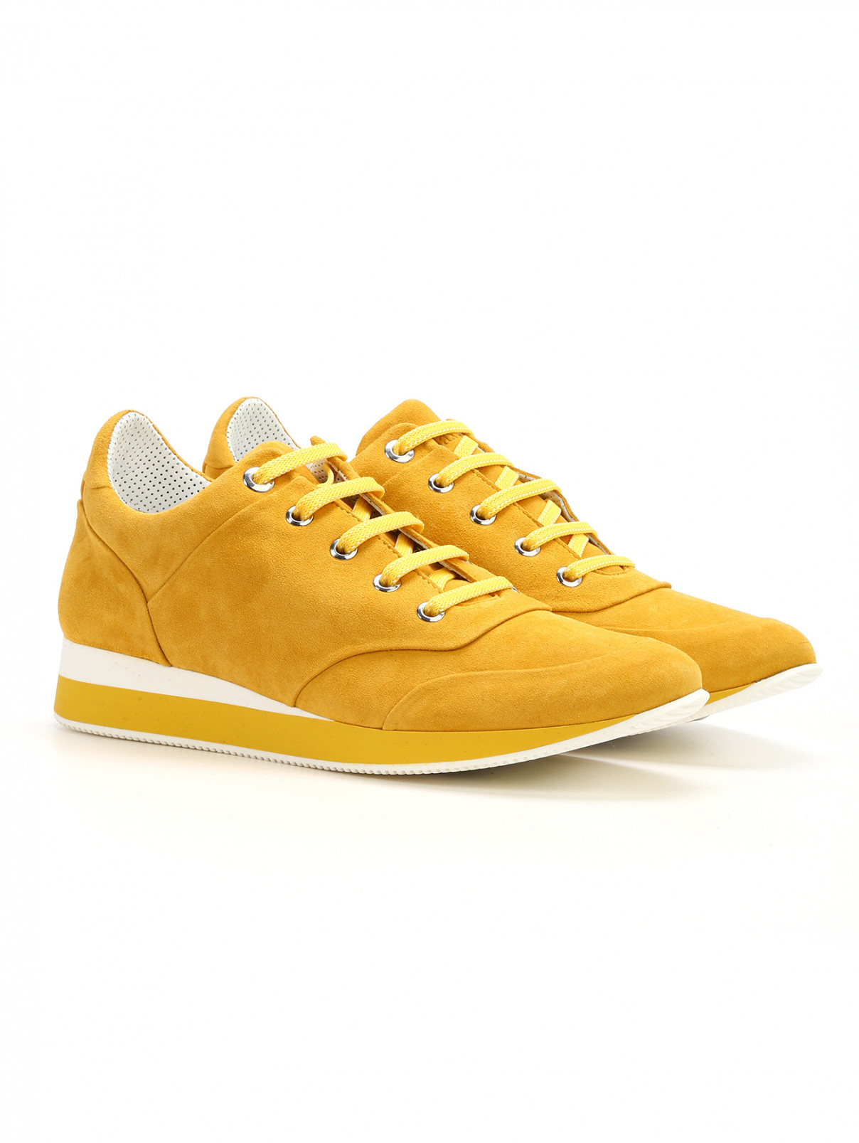 Замшевые кроссовки Max Mara  –  Общий вид  – Цвет:  Желтый