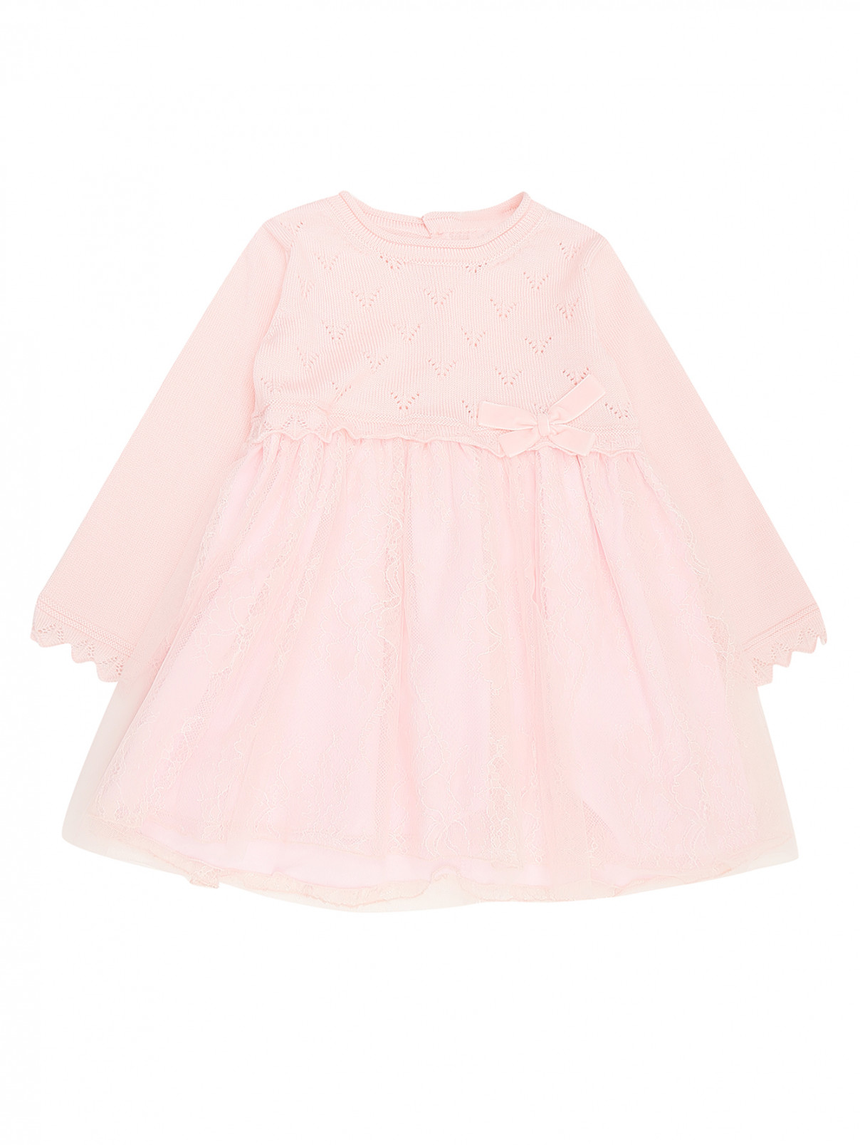 Платье трикотажное с ажурной юбкой Aletta  –  Общий вид  – Цвет:  Розовый