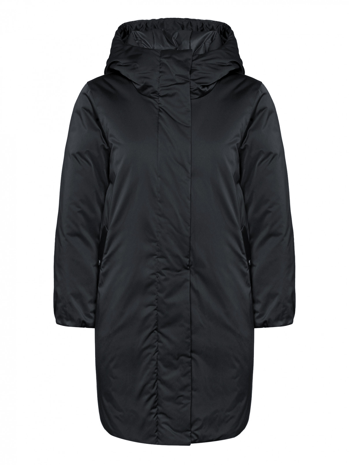 Куртка утепленная с капюшоном Marina Rinaldi  –  Общий вид  – Цвет:  Черный