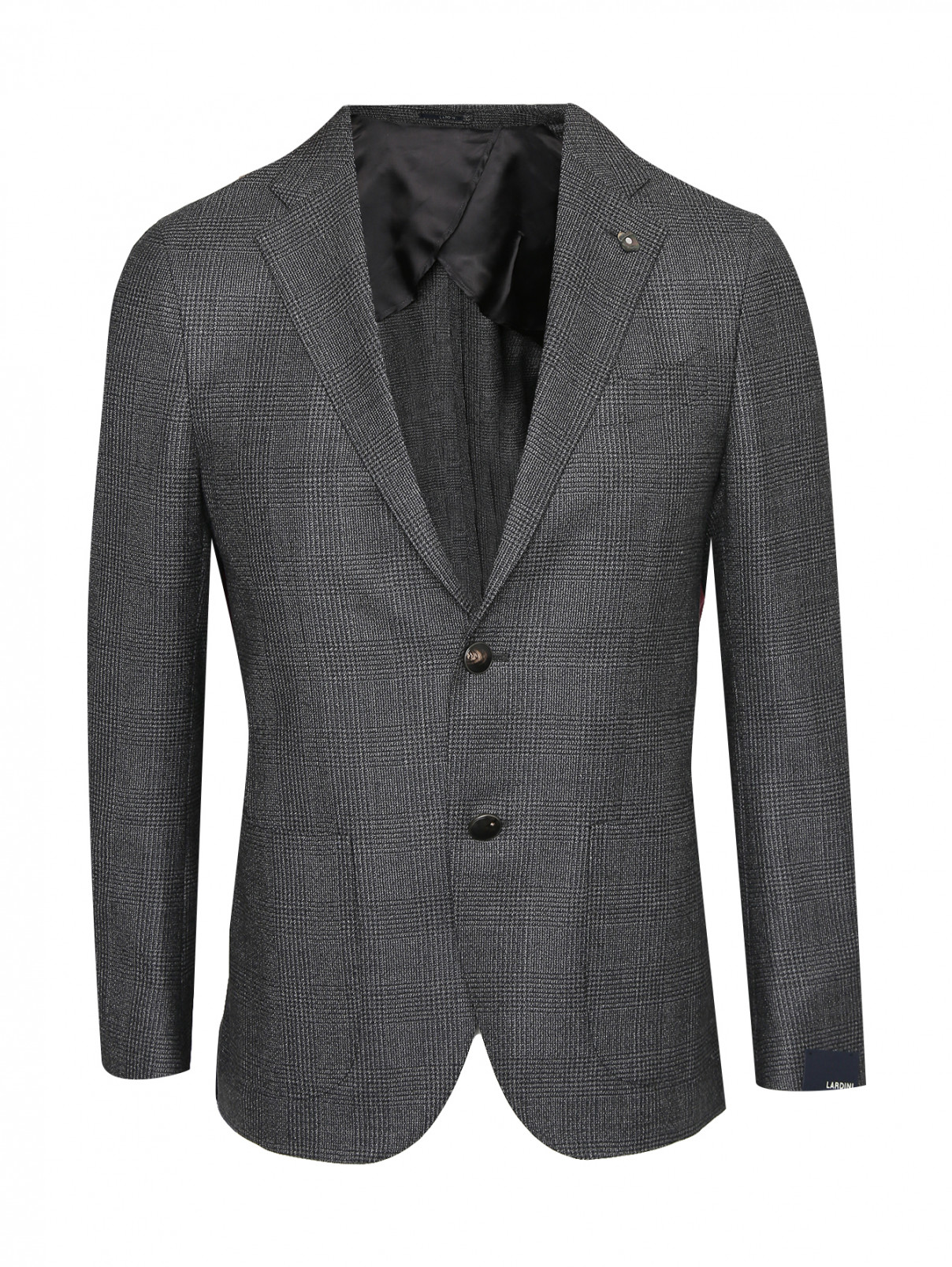 Пиджак из шерсти с узором клетка LARDINI  –  Общий вид  – Цвет:  Серый