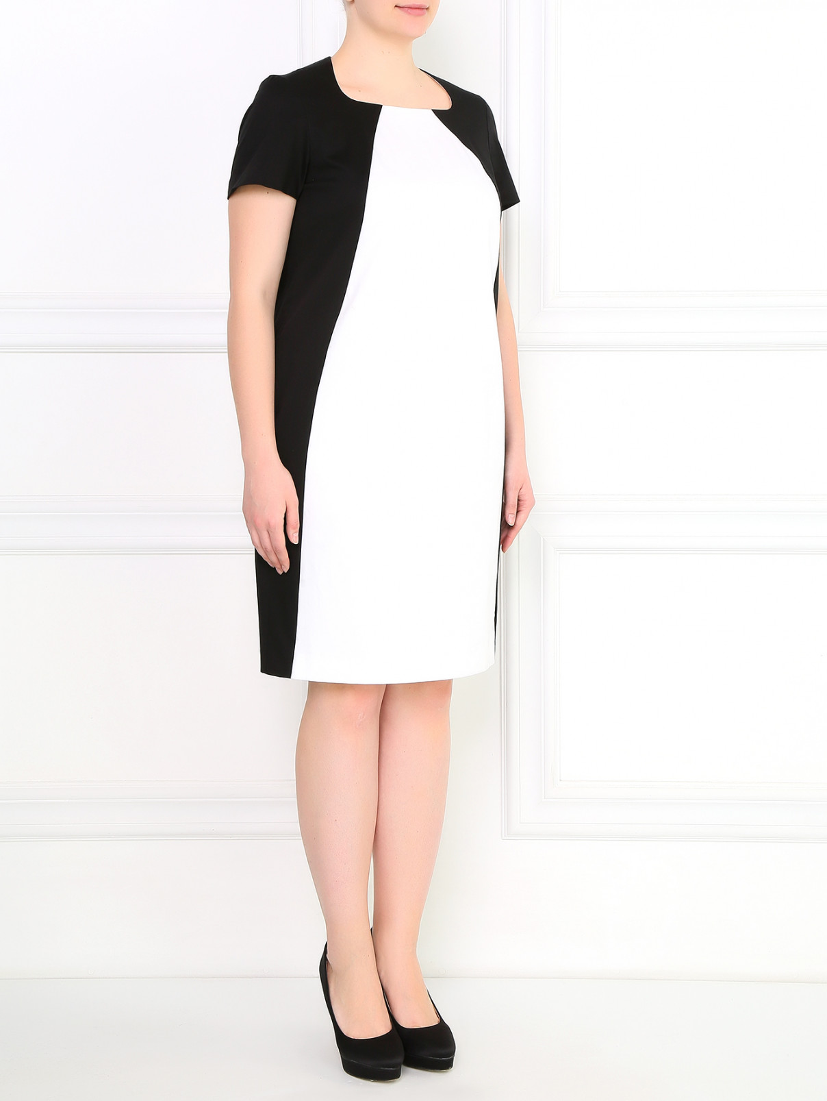 Платье-футляр из хлопка Marina Rinaldi  –  Модель Общий вид  – Цвет:  Черный