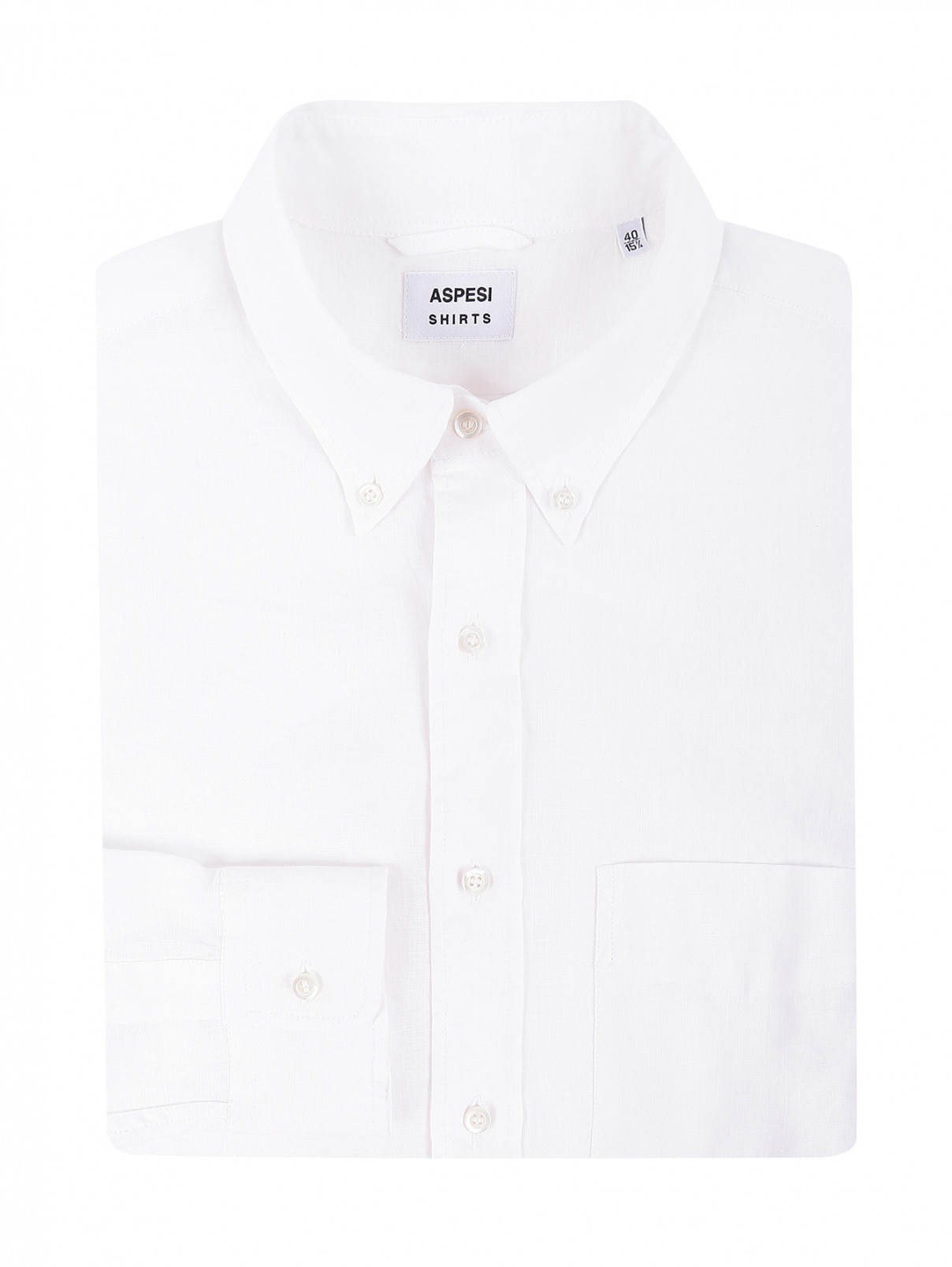 Рубашка из льна Aspesi  –  Общий вид  – Цвет:  Белый