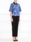 Блуза свободного кроя с цветочным узором Jil Sander Navy  –  Модель Общий вид