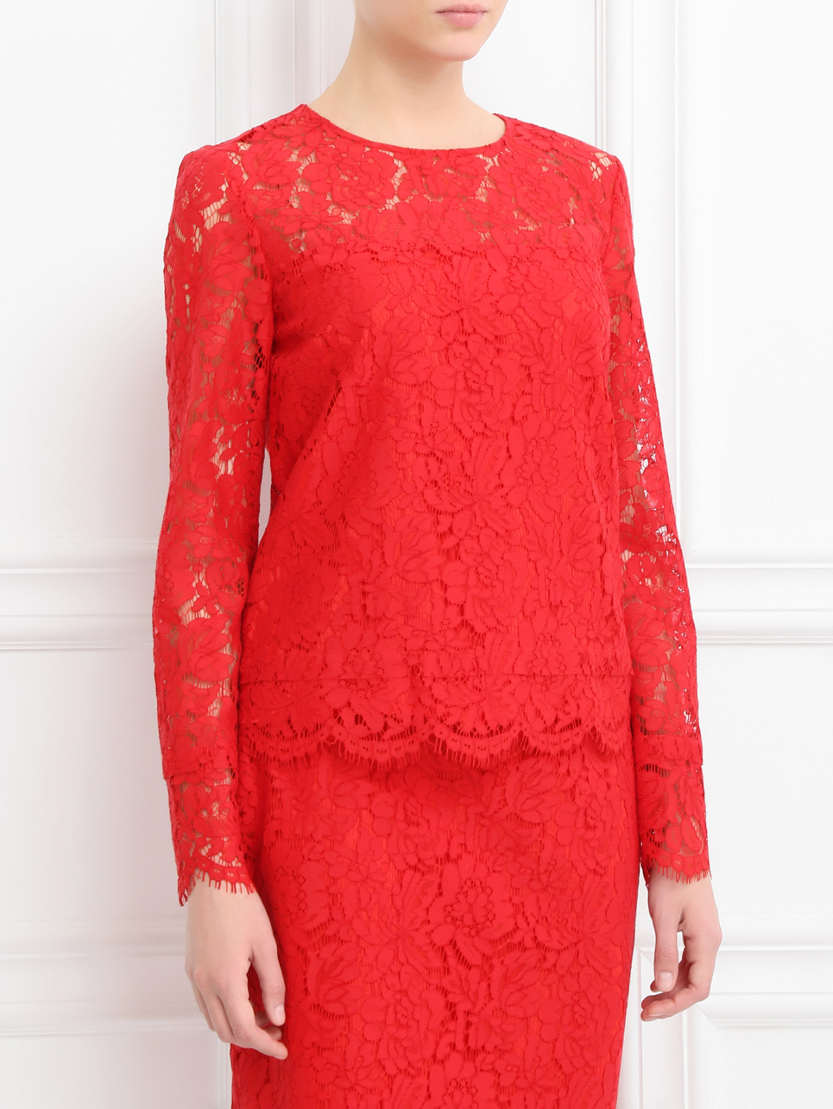 Блуза с кружевным узором Diane von Furstenberg  –  Модель Верх-Низ  – Цвет:  Красный