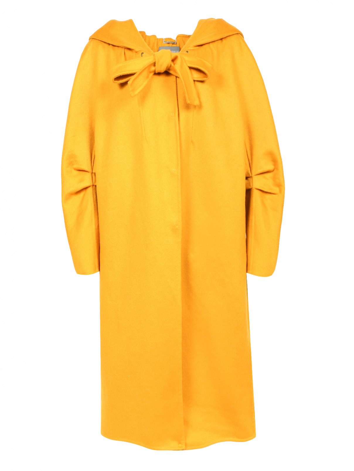 Пальто из кашемира свободного кроя с капюшоном Alberta Ferretti  –  Общий вид  – Цвет:  Оранжевый