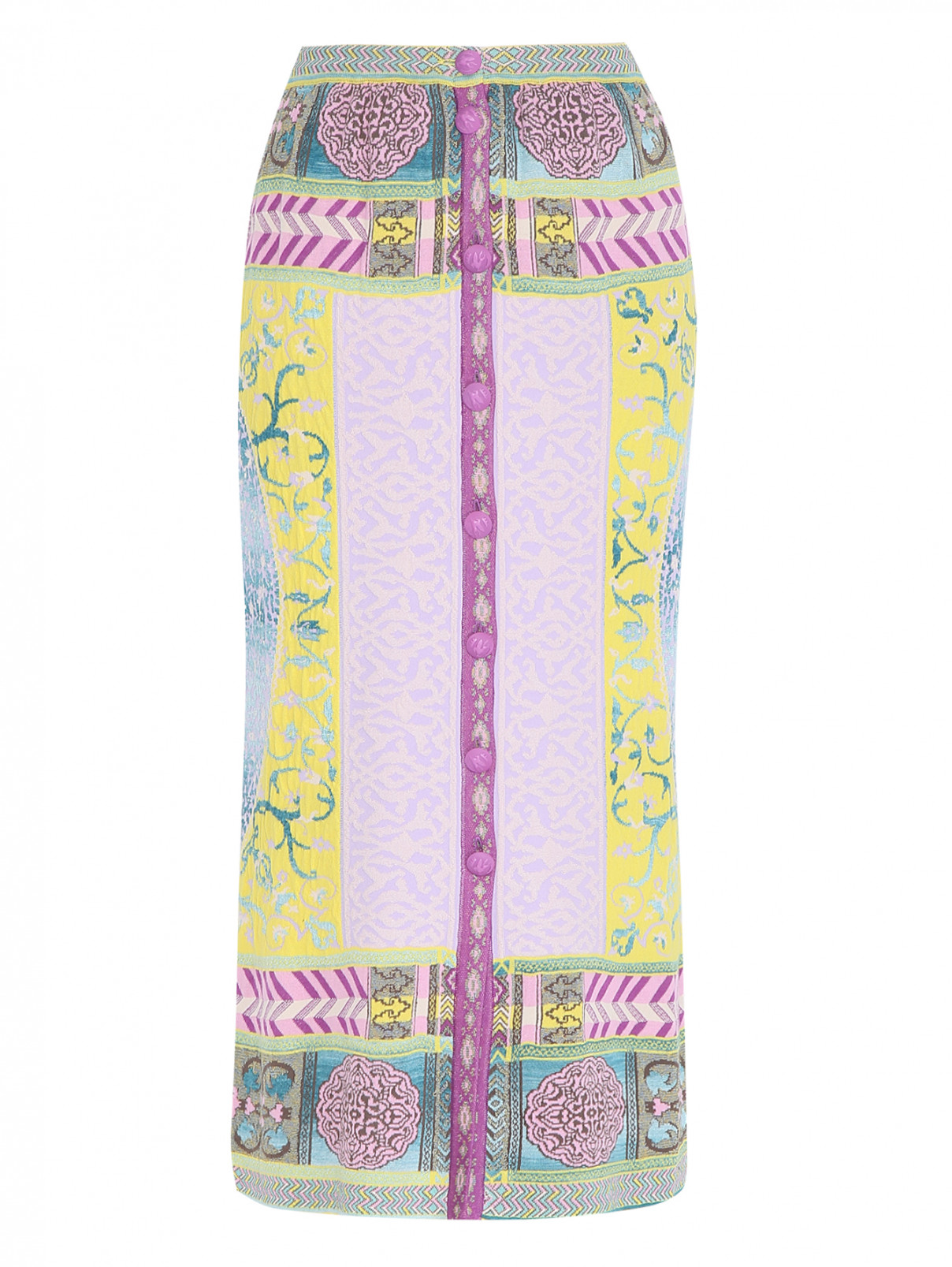 Трикотажная юбка-миди с узором Etro  –  Общий вид  – Цвет:  Узор