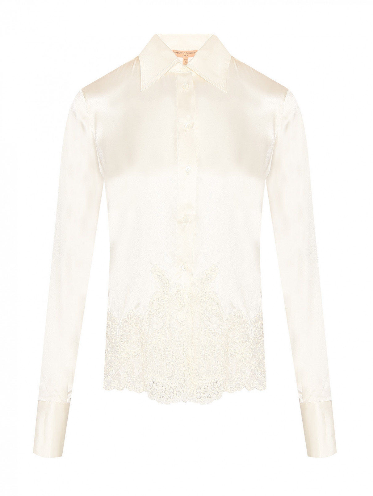 Рубашка из шелка с кружевом Ermanno Scervino  –  Общий вид  – Цвет:  Белый