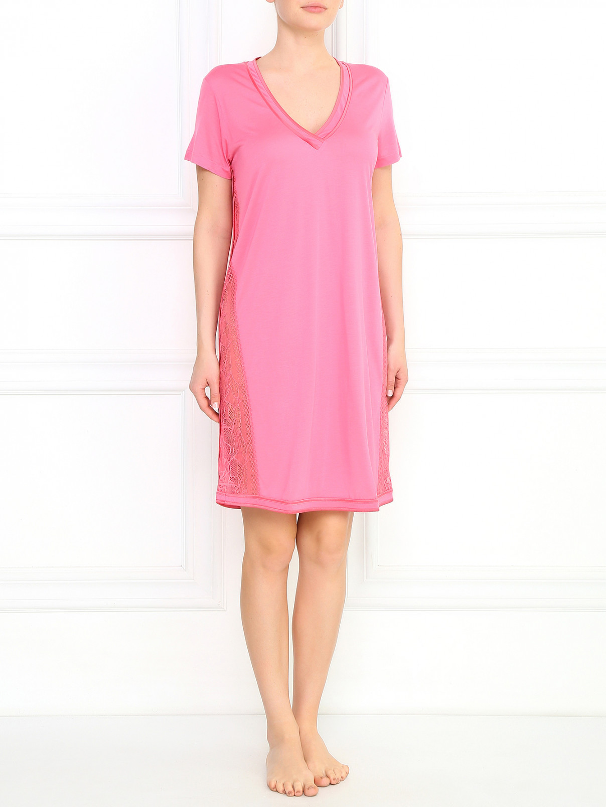 Ночная сорочка с кружевными вставками La Perla  –  Модель Общий вид  – Цвет:  Розовый