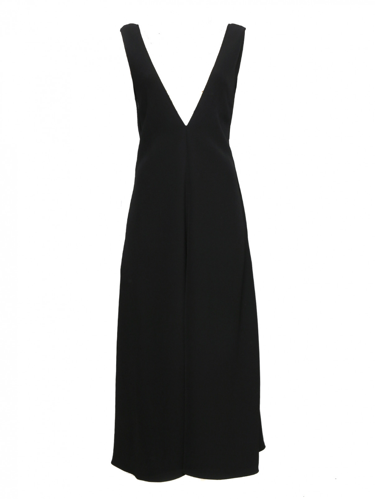 Платье из вискозы с контрастным топом Proenza Schouler  –  Общий вид  – Цвет:  Черный