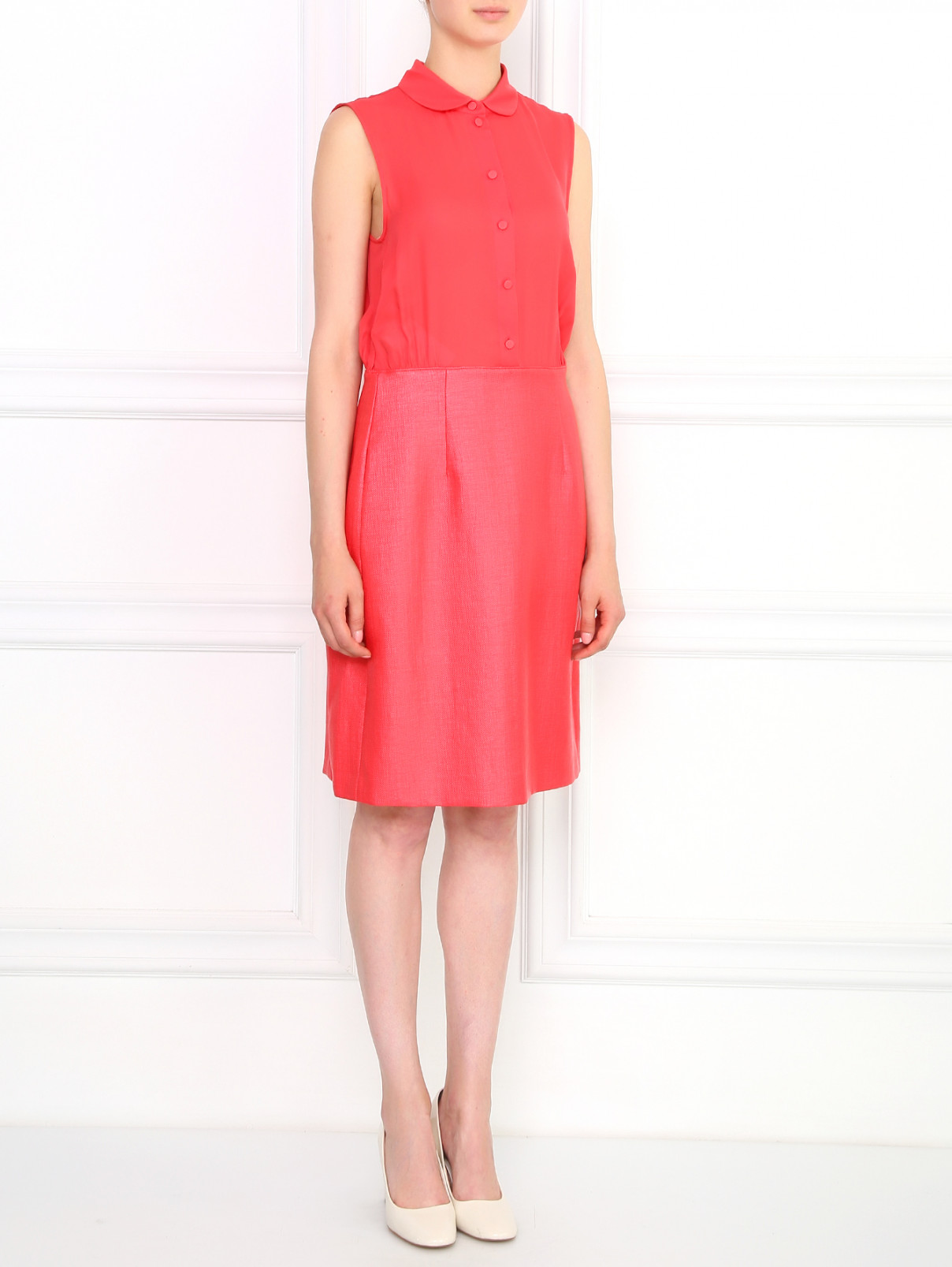 Платье из шелка и смешаного хлопка Emporio Armani  –  Модель Общий вид  – Цвет:  Красный