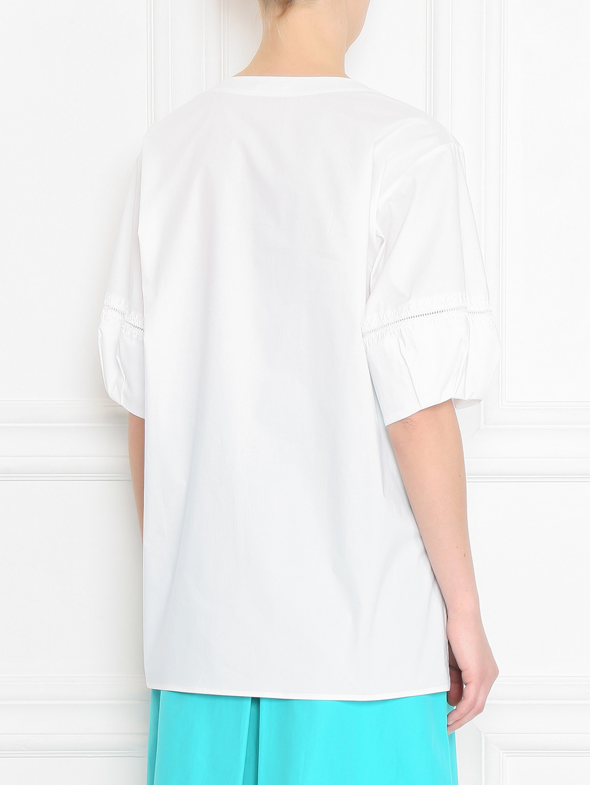 Блуза из хлопка свободного кроя Malo  –  МодельВерхНиз1  – Цвет:  Белый