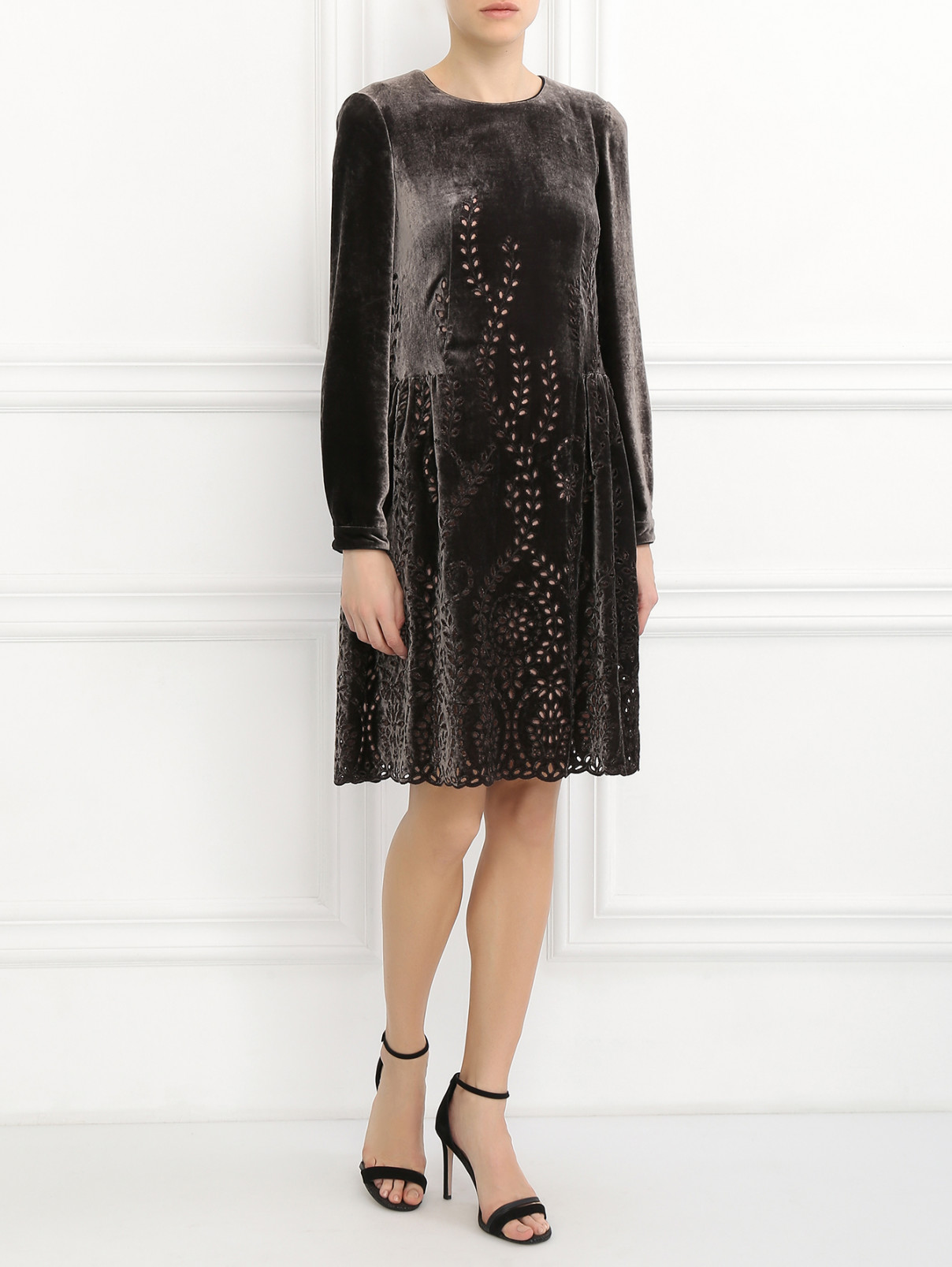 Платье свободного кроя с узором Alberta Ferretti  –  Модель Общий вид  – Цвет:  Серый