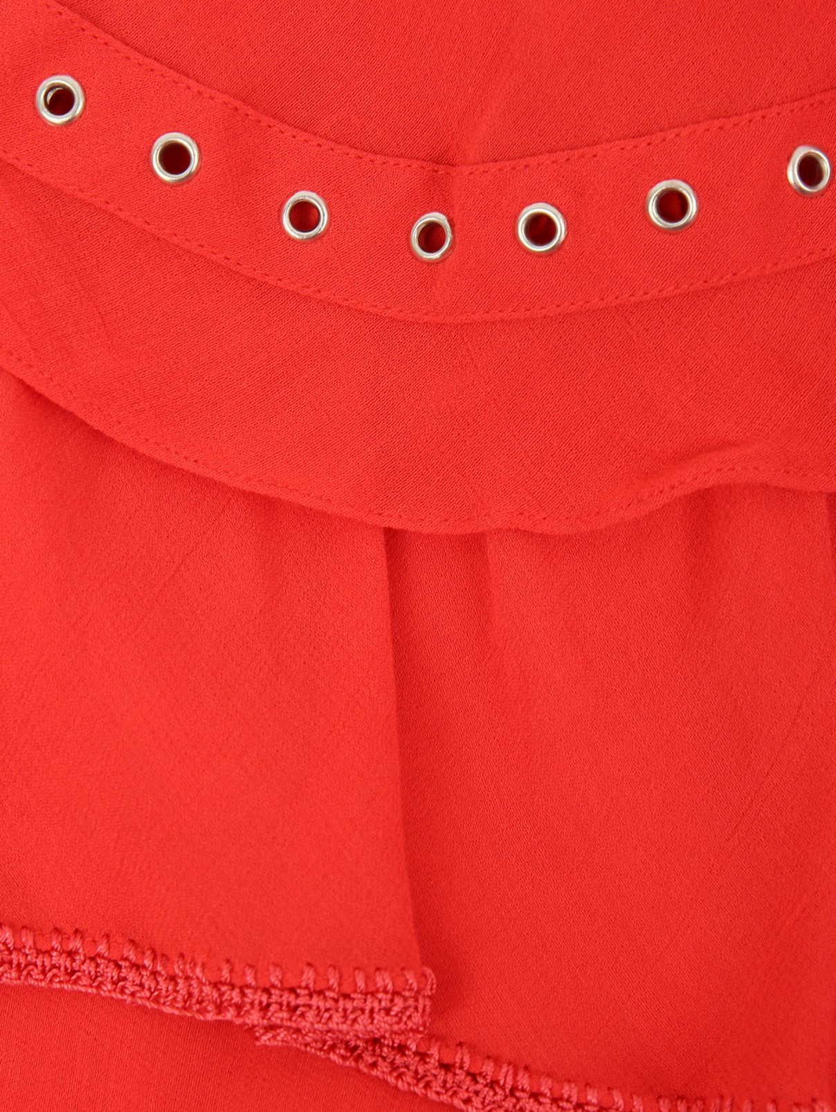 Юбка-мини из вискозы и хлопка с декоративной отделкой Iro  –  Деталь  – Цвет:  Красный