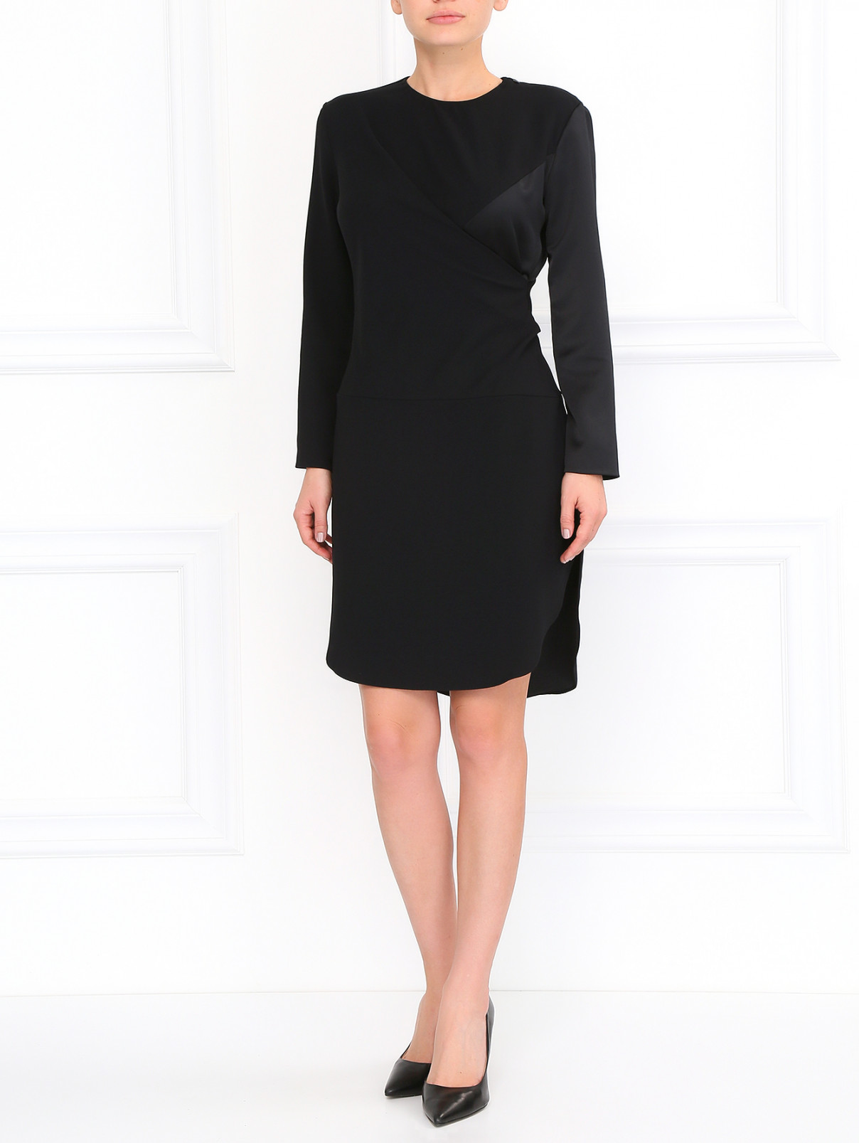 Мини-платье с длинными рукавами Carven  –  Модель Общий вид  – Цвет:  Черный