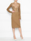 Платье-футляр из шерсти и шелка с кружевной отделкой Ermanno Scervino  –  МодельОбщийВид