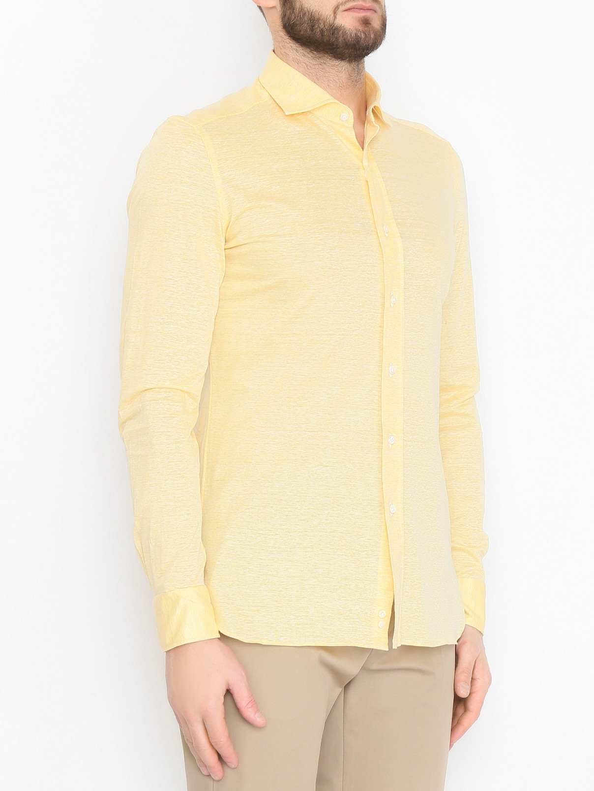 Рубашка из хлопка с узором Giampaolo  –  МодельВерхНиз  – Цвет:  Желтый