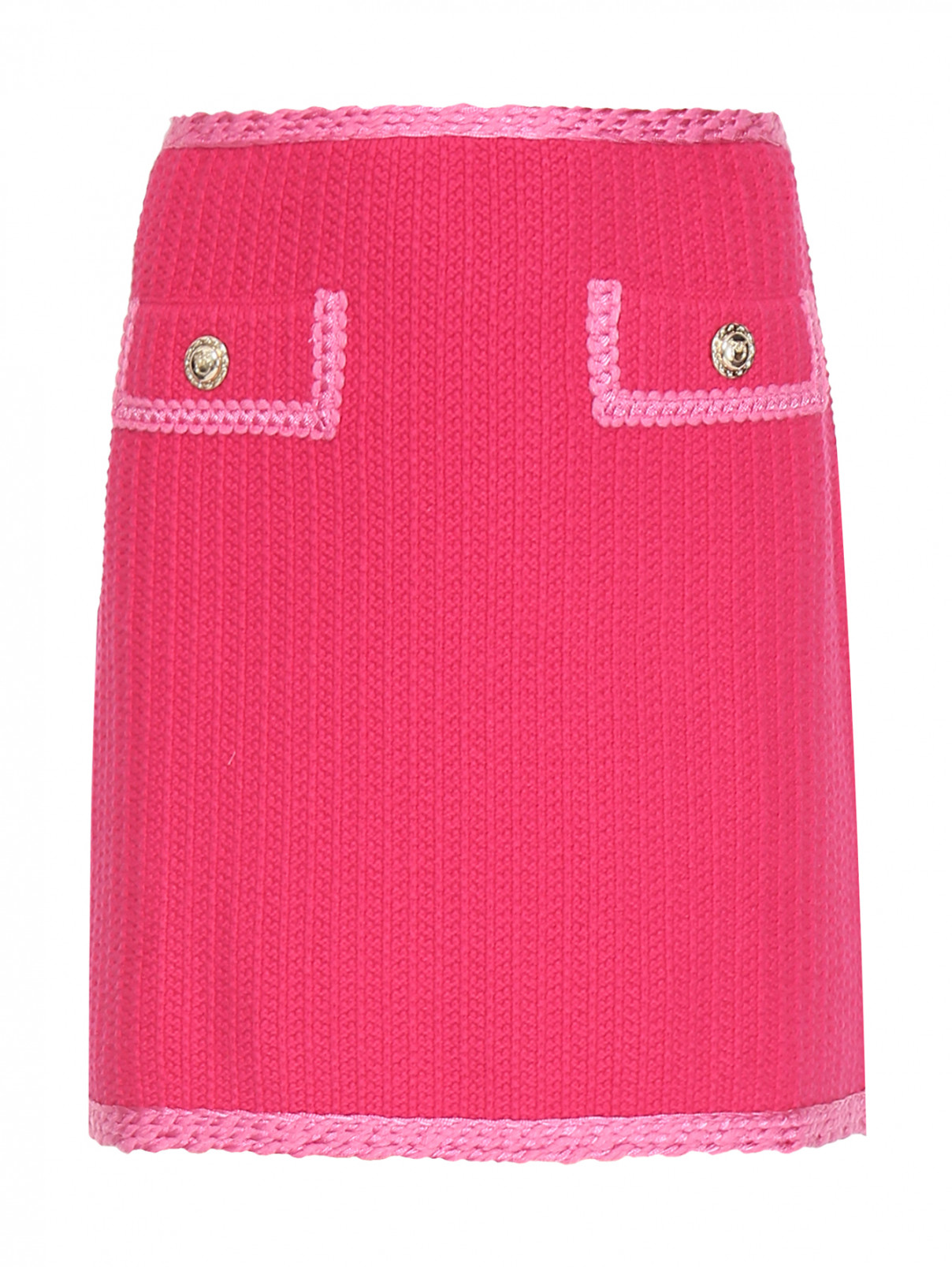 Вязаная юбка-мини из хлопка PINKO  –  Общий вид  – Цвет:  Розовый