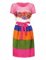 Платье-мини из шелка с вышивкой с поясом в комплекте Alberta Ferretti  –  Общий вид