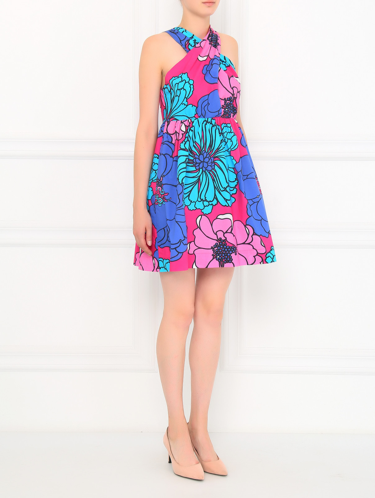 Платье из хлопка с узором P.A.R.O.S.H.  –  Модель Общий вид  – Цвет:  Розовый