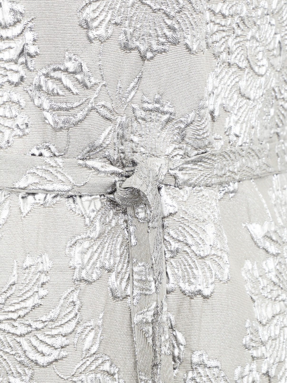 Платье-мини с поясом из фактурной ткани Marina Rinaldi  –  Деталь1  – Цвет:  Серый