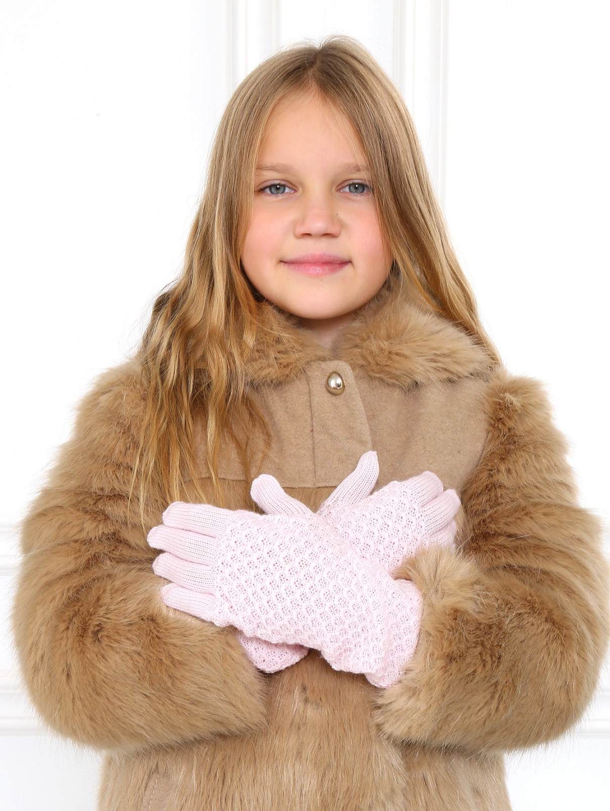 Ажурные перчатки из шерсти IL Trenino  –  Модель Общий вид  – Цвет:  Розовый