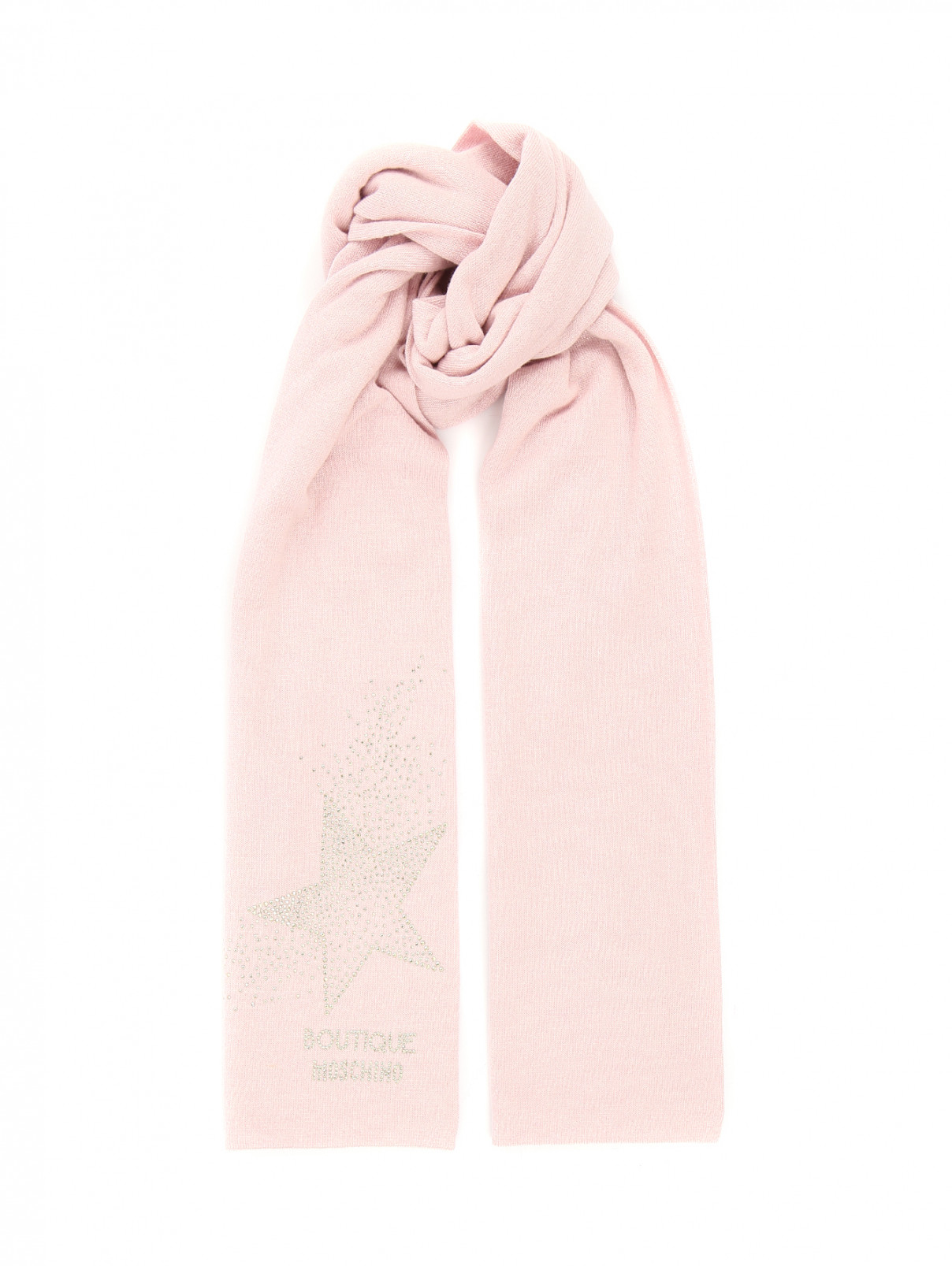 Шарф из смешанной шерсти с декоративной отделкой Moschino  –  Общий вид  – Цвет:  Розовый
