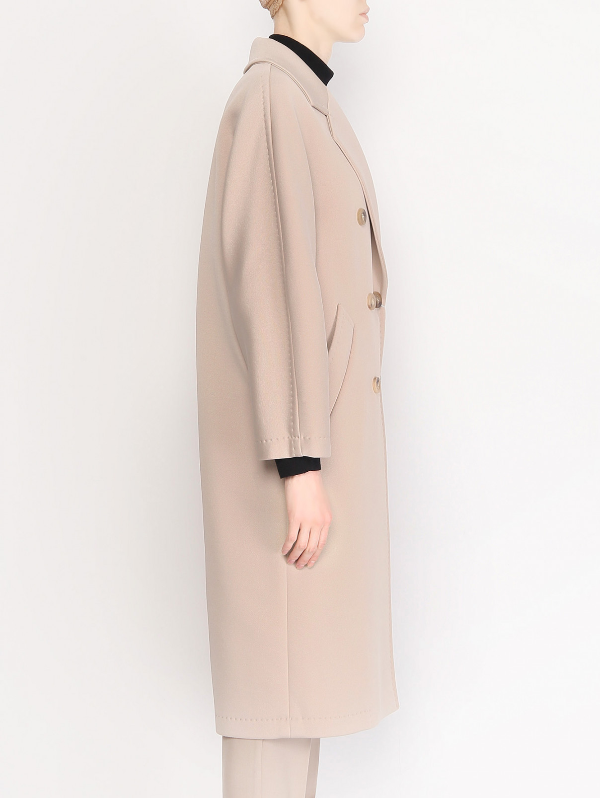 Трикожатное бесподкладочное пальто Max Mara  –  МодельВерхНиз2  – Цвет:  Бежевый