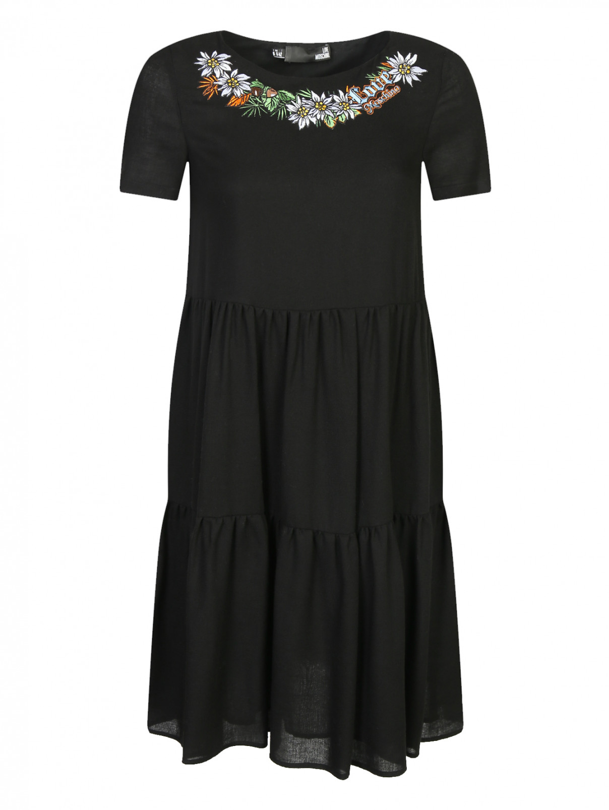 Платье с цветочным узором Moschino Love  –  Общий вид  – Цвет:  Черный