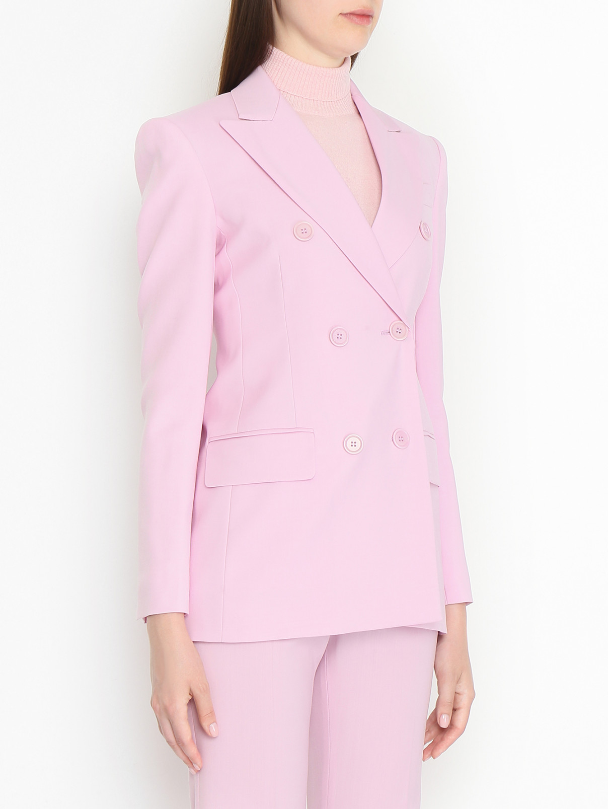 Двубортный жакет из шерсти Sportmax  –  МодельВерхНиз  – Цвет:  Розовый