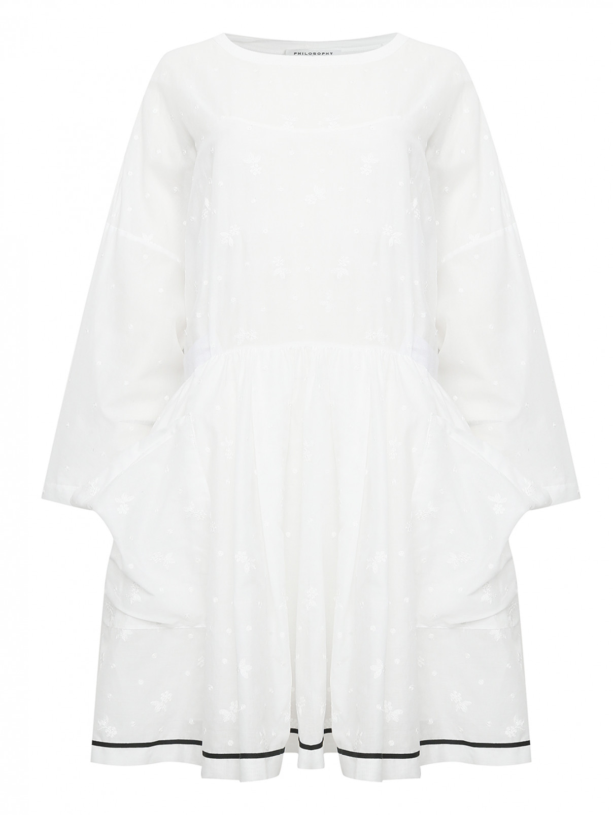 Платье из хлопка Philosophy di Lorenzo Serafini  –  Общий вид  – Цвет:  Белый