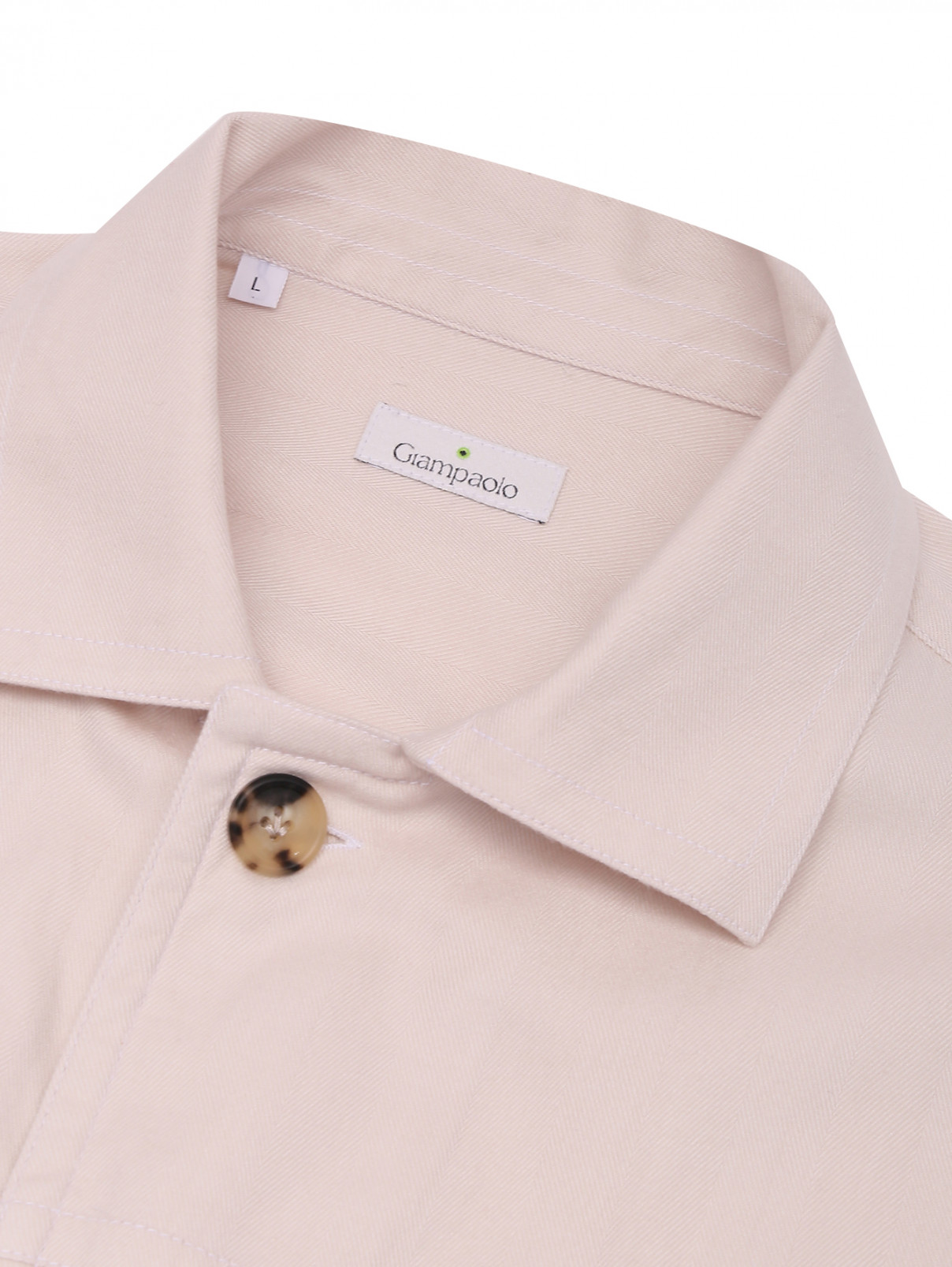 Рубашка из смешанного хлопка с накладными карманами Giampaolo  –  Деталь  – Цвет:  Бежевый