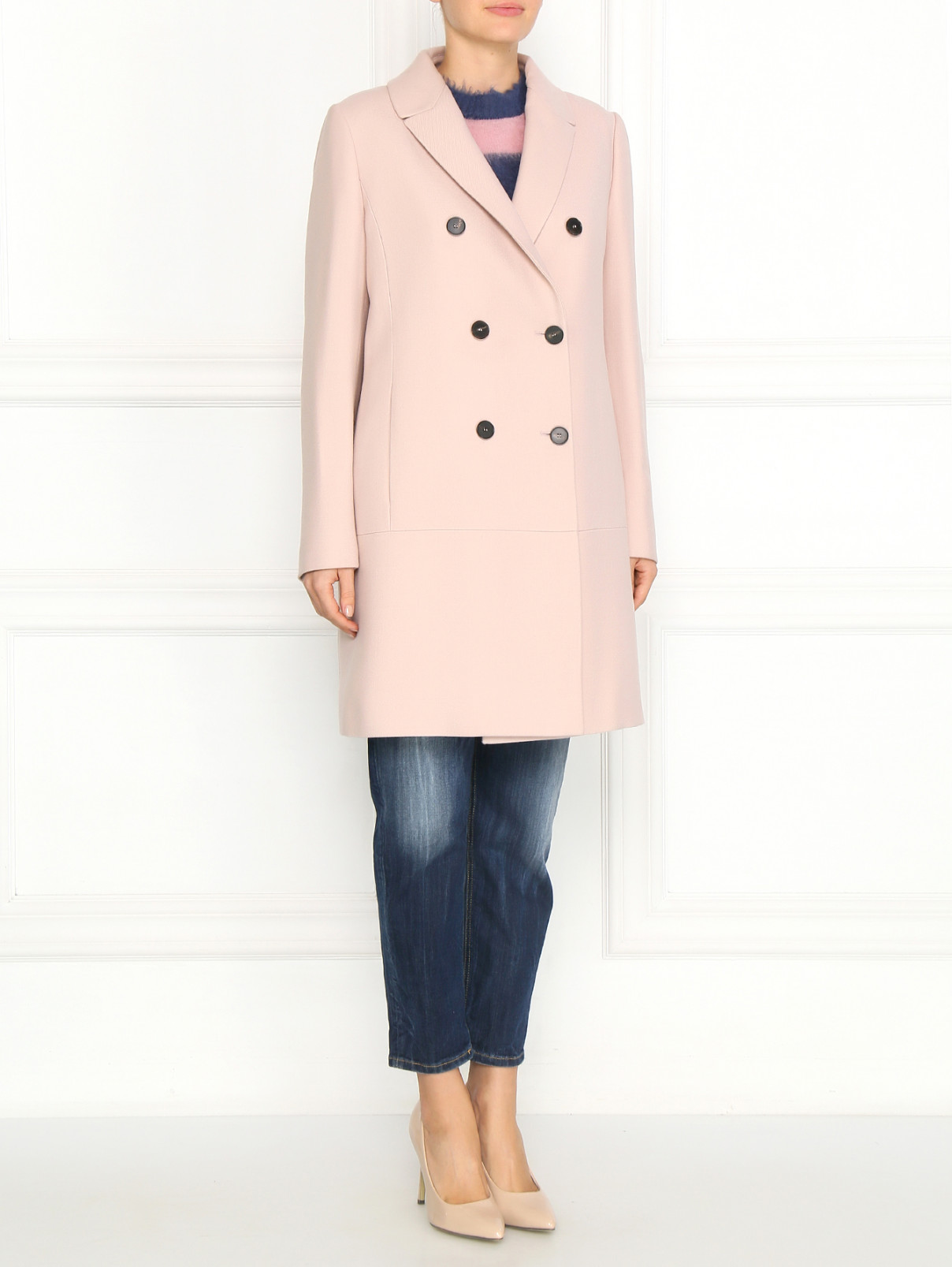 Двубортное пальто из смешанной шерсти Antonio Marras  –  Модель Общий вид  – Цвет:  Розовый