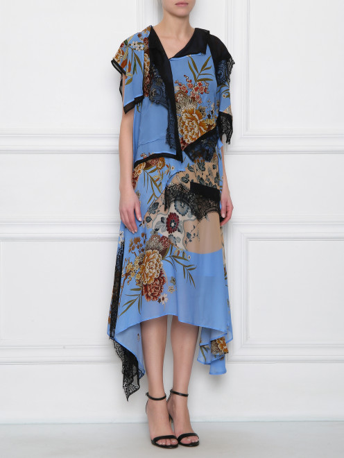Платье из вискозы с кружевом и узором Antonio Marras - МодельВерхНиз