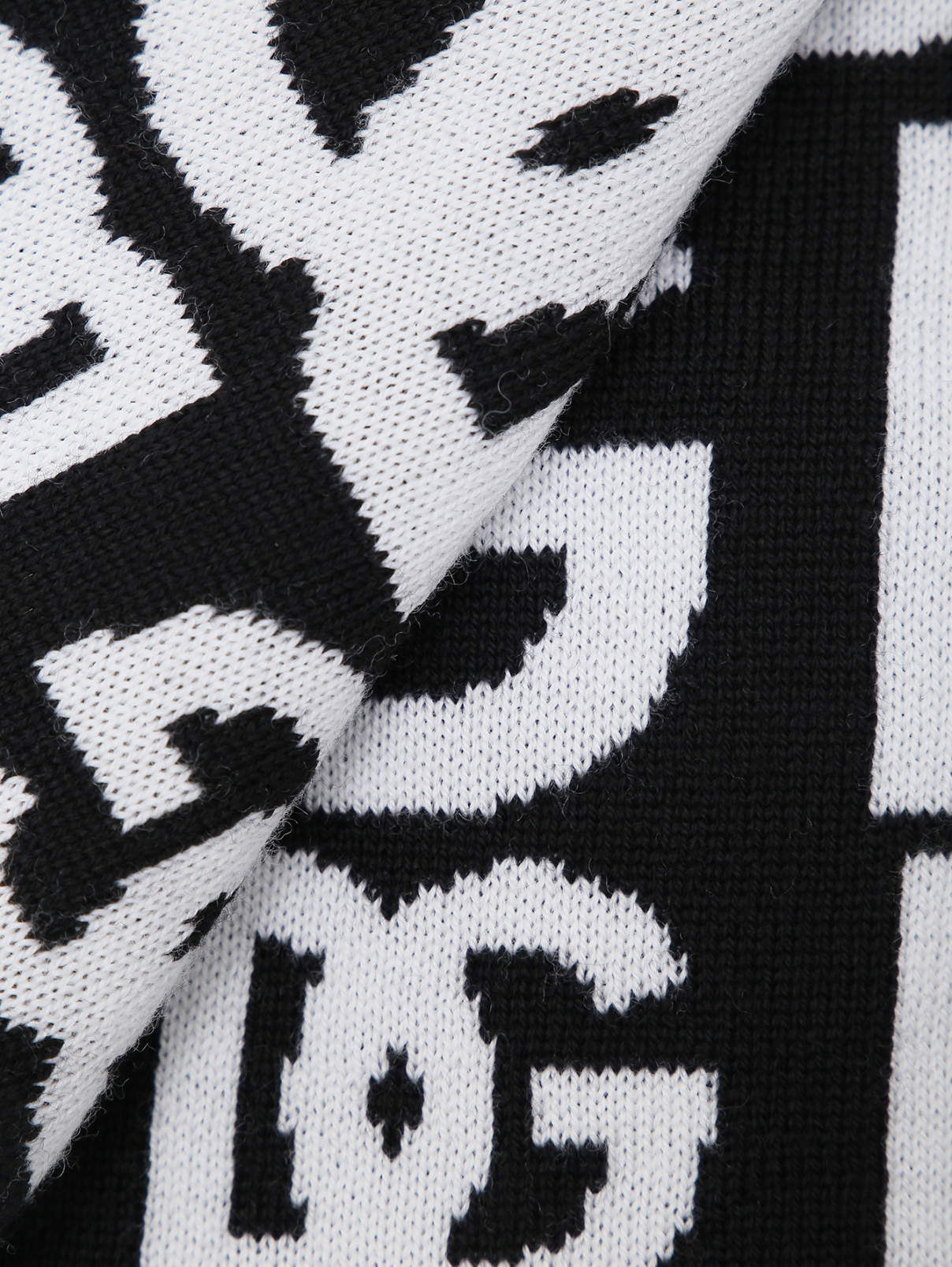 Шарф из шерсти с логотипичным узором Dolce & Gabbana  –  Деталь1  – Цвет:  Черный