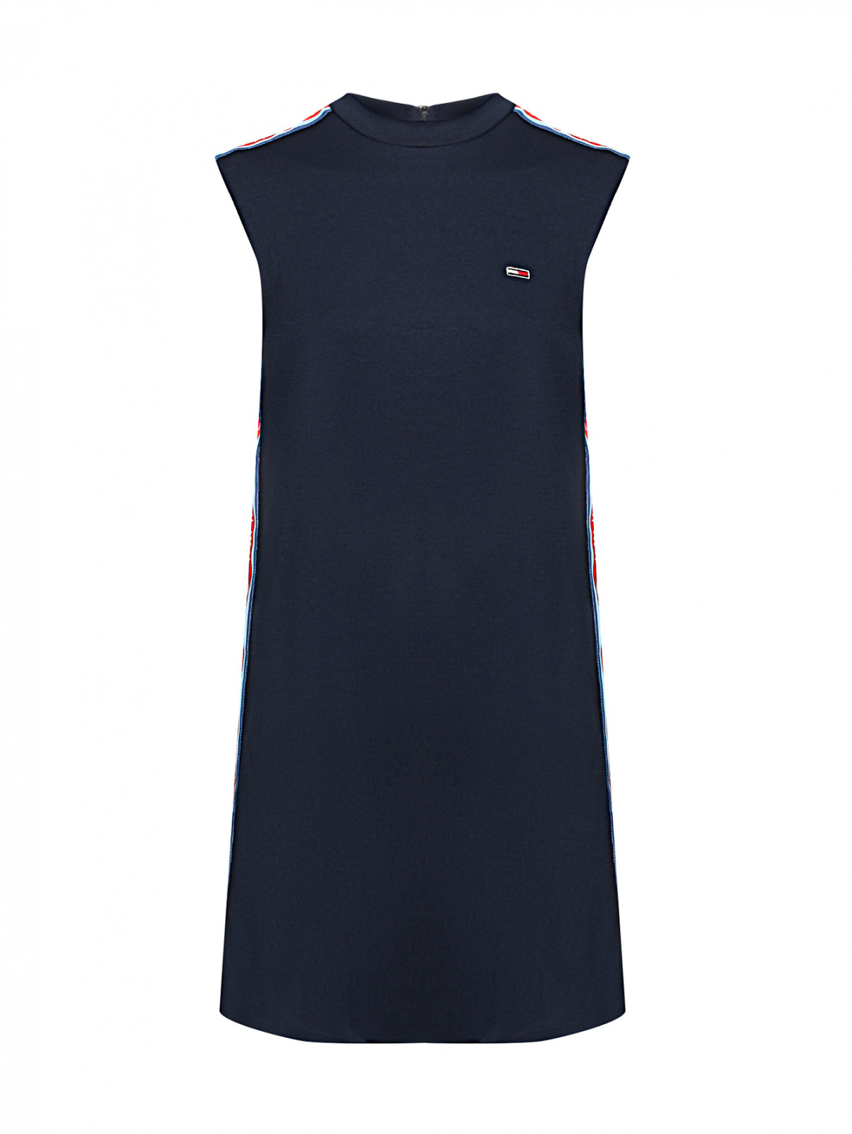 Трикотажное платье с контрастной отделкой Tommy Jeans  –  Общий вид  – Цвет:  Синий