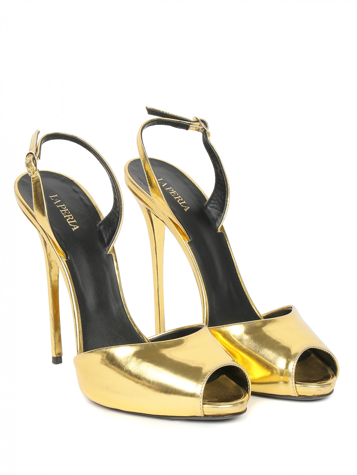 Босоножки на высоком каблуке La Perla  –  Общий вид  – Цвет:  Золотой