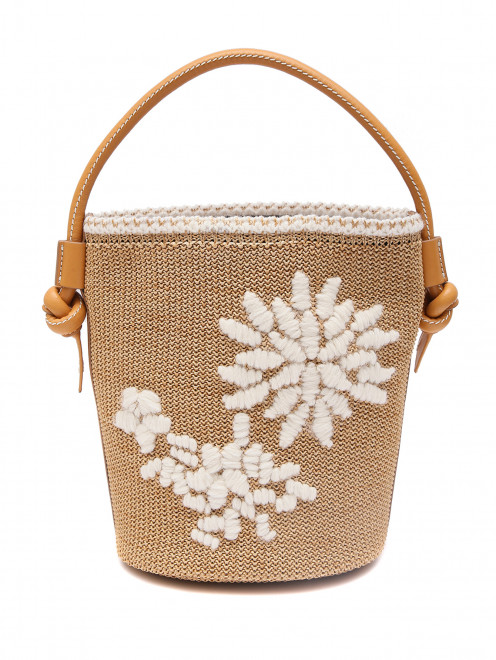 Плетеная сумка-ведро декорированная вышивкой - Общий вид