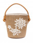 Плетеная сумка-ведро декорированная вышивкой Ermanno Scervino  –  Общий вид