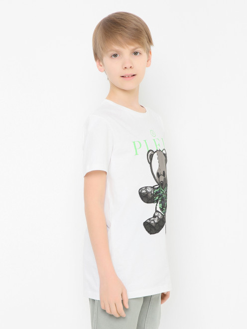 Хлопковая футболка со стразами - МодельВерхНиз