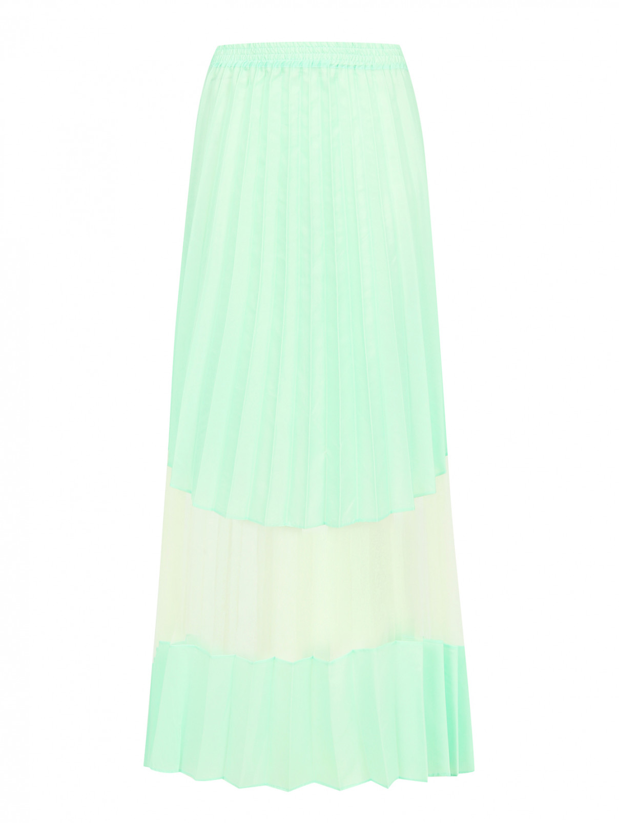 Плиссированная юбка-миди на резинке Jean Paul Gaultier  –  Общий вид  – Цвет:  Зеленый
