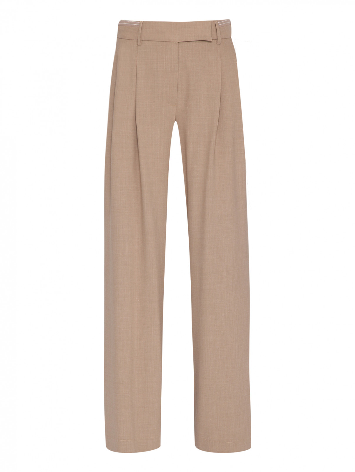 Широкие брюки из шерсти Lorena Antoniazzi  –  Общий вид  – Цвет:  Бежевый