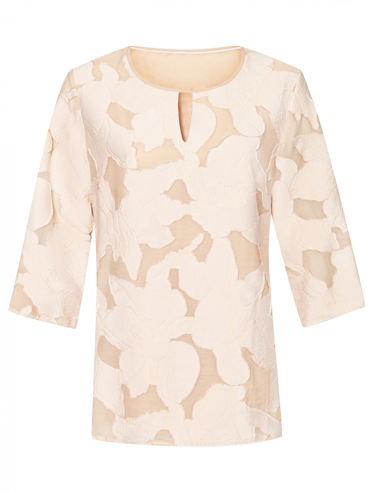 Блуза из смешанного хлопка с цветочным узором Per te by Krizia  –  Общий вид
