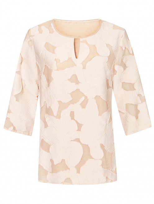 Блуза из смешанного хлопка с цветочным узором Per te by Krizia - Общий вид