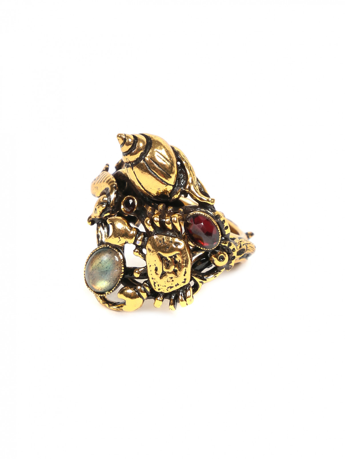 Кольцо из металла с камнями Maurizio Mori  –  Общий вид  – Цвет:  Золотой